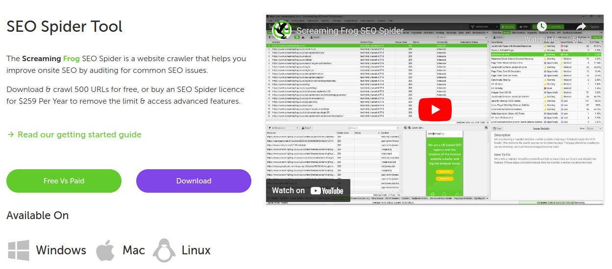 Screaming Frog home page