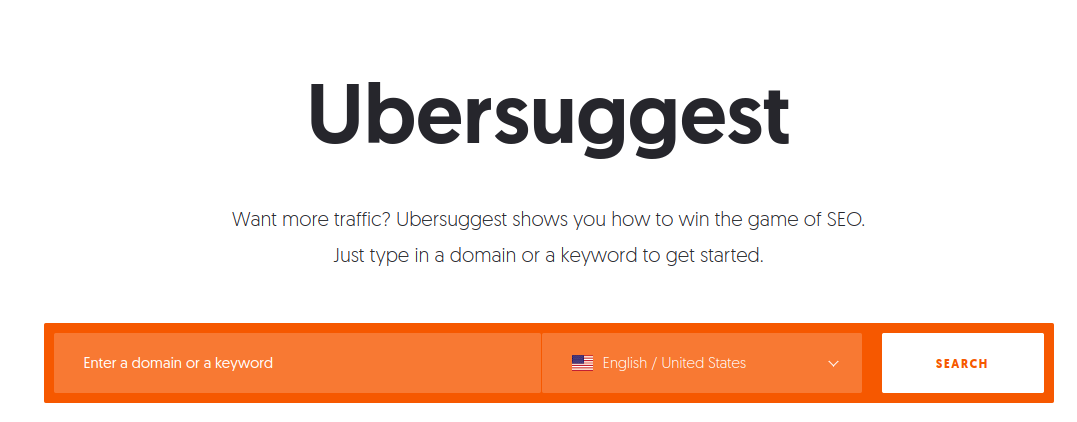 Ubersuggest home page
